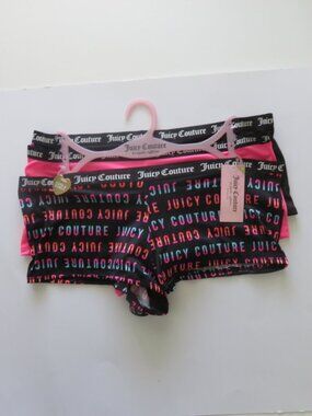 (#130)  Juicy Couture Intimates 3 Pack Logo Boyshort Panties Size 1X